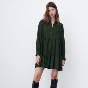 Zara Tiered Babydoll Shirt Dress